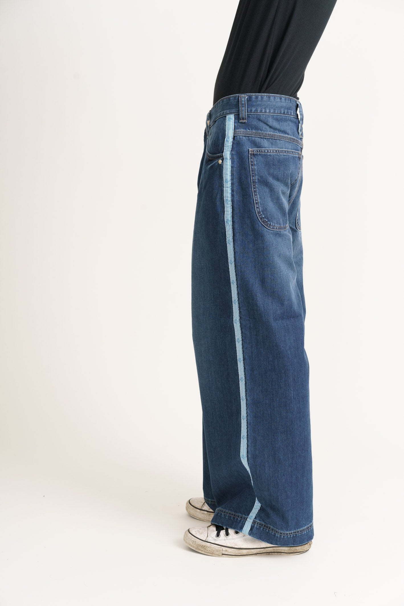 Cole Wide Leg Jean in Vintage Wash with Tape