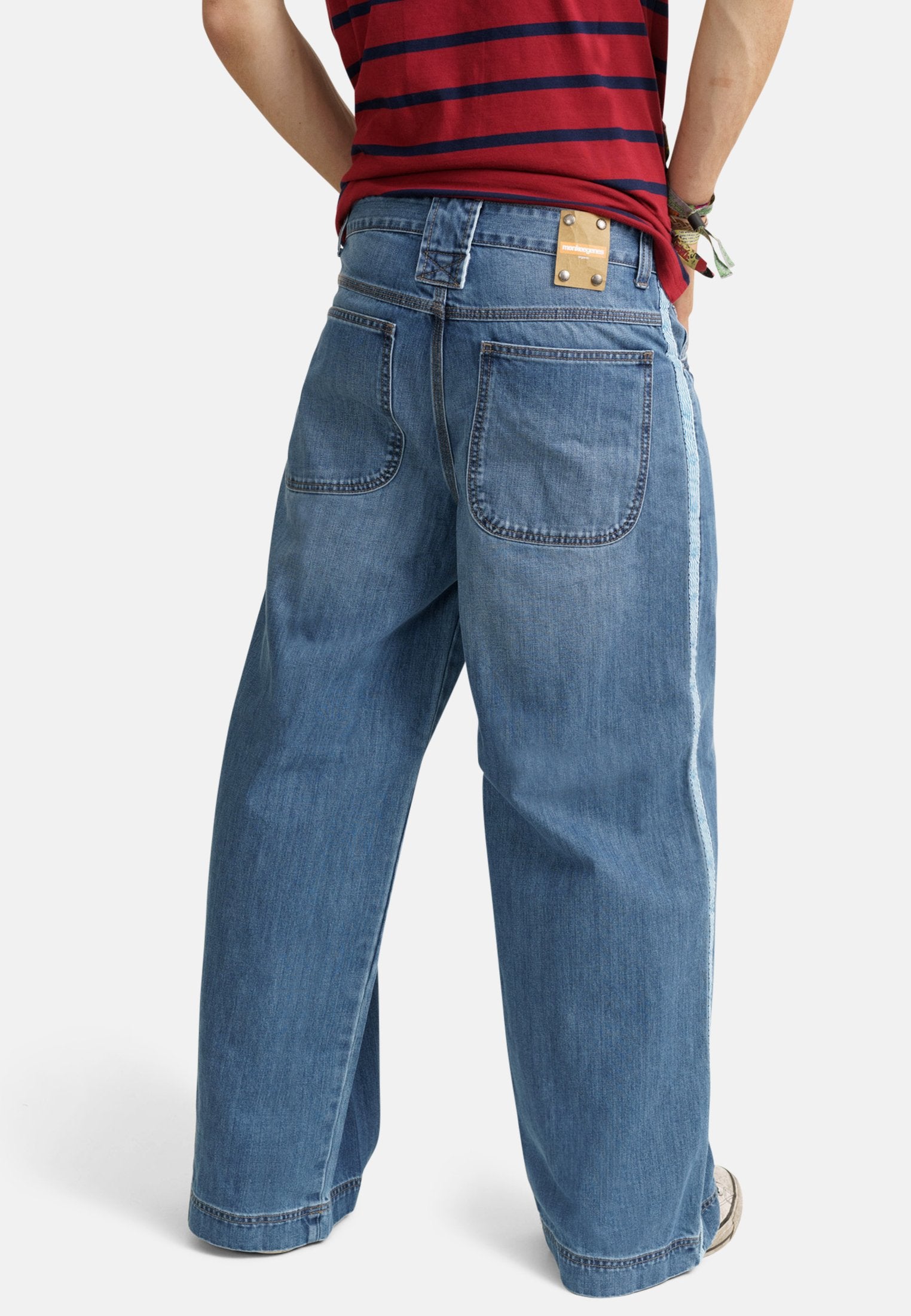Cole Wide Leg Jean in Vintage Mid Wash with Tape